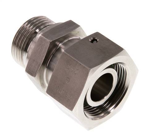25S y G1'' Rótula recta de acero inoxidable con rosca macho 400 bar Junta tórica de FKM Cono de sellado ajustable ISO 8434-1