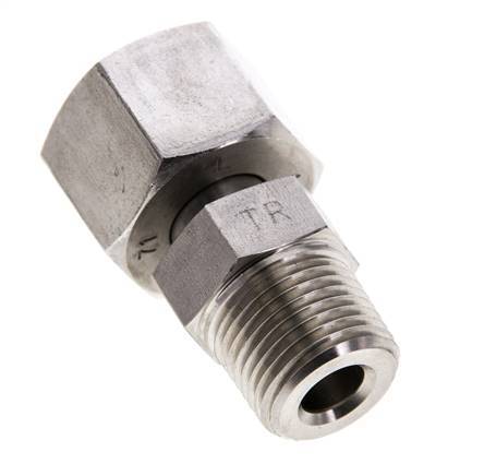 12S y 3/8'' NPT Eslabón giratorio recto de acero inoxidable con rosca macho 630 bar Ajustable ISO 8434-1