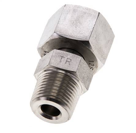 12S y 3/8'' NPT Eslabón giratorio recto de acero inoxidable con rosca macho 630 bar Ajustable ISO 8434-1