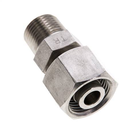 12S y 3/8'' NPT Eslabón giratorio recto de acero inoxidable con rosca macho 630 bar Ajustable ISO 8434-1