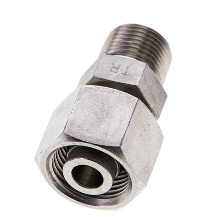 12S y 3/8'' NPT Eslabón giratorio recto de acero inoxidable con rosca macho 630 bar Ajustable ISO 8434-1