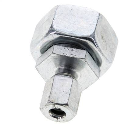 Racor de corte recto de acero galvanizado de 6L y 18L con rótula de 315 bar Cono de sellado con junta tórica de NBR ISO 8434-1