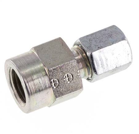 6L & G1/4'' Zink plated Steel Straight Cutting Fitting with Female Threads for Pressure Gauges 315 bar ISO 8434-1 [2 Pieces]