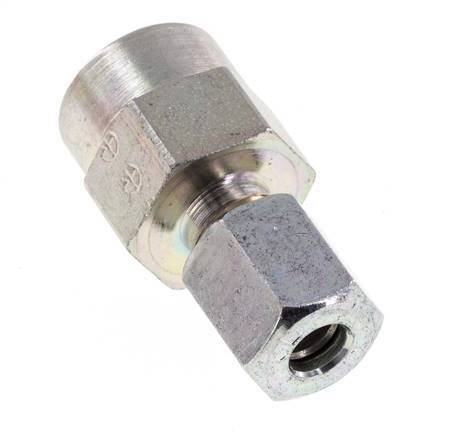 6L & G1/4'' Zink plated Steel Straight Cutting Fitting with Female Threads for Pressure Gauges 315 bar ISO 8434-1 [2 Pieces]
