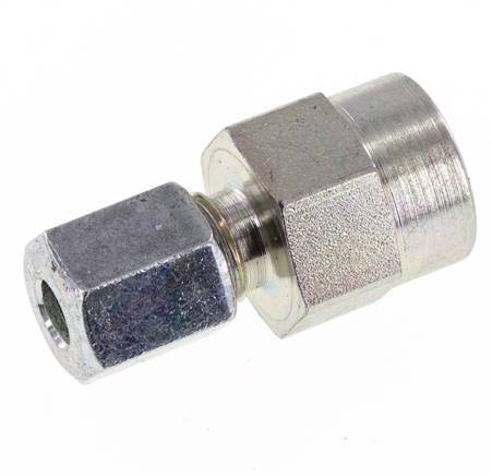 6L & G1/4'' Zink plated Steel Straight Cutting Fitting with Female Threads for Pressure Gauges 315 bar ISO 8434-1 [2 Pieces]