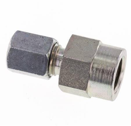 6L & G1/4'' Zink plated Steel Straight Cutting Fitting with Female Threads for Pressure Gauges 315 bar ISO 8434-1 [2 Pieces]