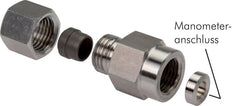 12L & G1/4'' Zink plated Steel Straight Cutting Fitting with Female Threads for Pressure Gauges 315 bar ISO 8434-1 [2 Pieces]