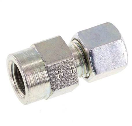 8L & G1/4'' Zink plated Steel Straight Cutting Fitting with Female Threads for Pressure Gauges 315 bar ISO 8434-1 [2 Pieces]