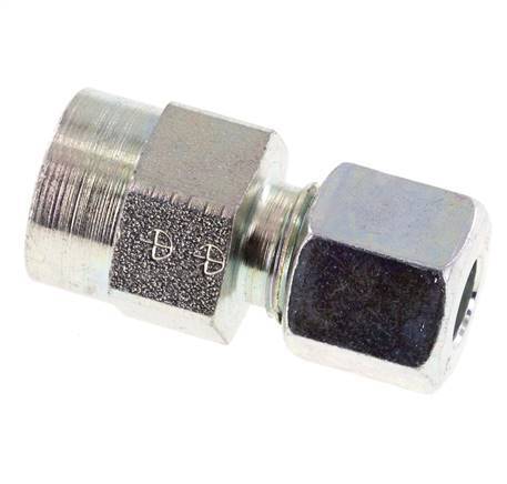 8L & G1/4'' Zink plated Steel Straight Cutting Fitting with Female Threads for Pressure Gauges 315 bar ISO 8434-1 [2 Pieces]