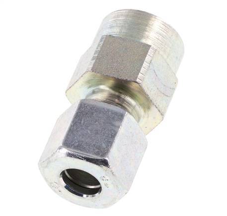 8L & G1/4'' Zink plated Steel Straight Cutting Fitting with Female Threads for Pressure Gauges 315 bar ISO 8434-1 [2 Pieces]