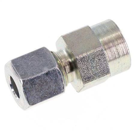 8L & G1/4'' Zink plated Steel Straight Cutting Fitting with Female Threads for Pressure Gauges 315 bar ISO 8434-1 [2 Pieces]