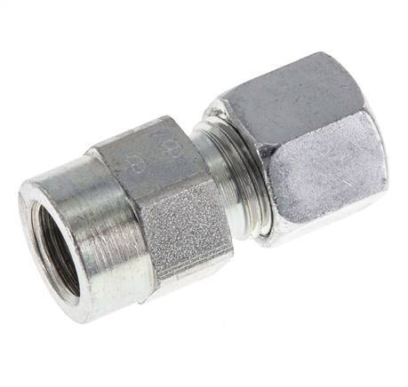 10L & G1/4'' Zink plated Steel Straight Cutting Fitting with Female Threads for Pressure Gauges 315 bar ISO 8434-1 [2 Pieces]