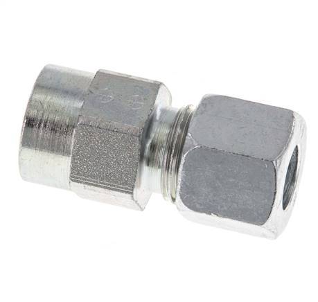 10L & G1/4'' Zink plated Steel Straight Cutting Fitting with Female Threads for Pressure Gauges 315 bar ISO 8434-1 [2 Pieces]