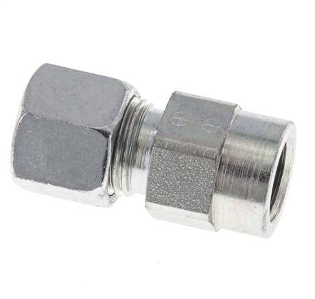 10L & G1/4'' Zink plated Steel Straight Cutting Fitting with Female Threads for Pressure Gauges 315 bar ISO 8434-1 [2 Pieces]