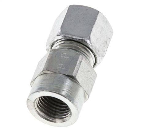 10L & G1/4'' Zink plated Steel Straight Cutting Fitting with Female Threads for Pressure Gauges 315 bar ISO 8434-1 [2 Pieces]