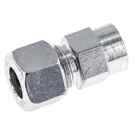 12L & G1/4'' Zink plated Steel Straight Cutting Fitting with Female Threads for Pressure Gauges 315 bar ISO 8434-1 [2 Pieces]