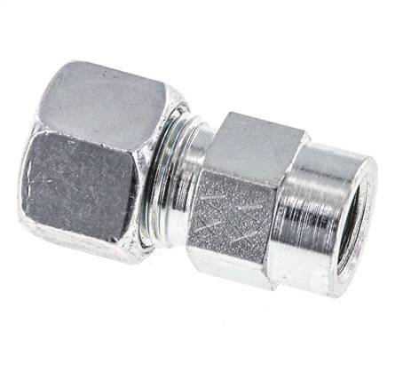 12L & G1/4'' Zink plated Steel Straight Cutting Fitting with Female Threads for Pressure Gauges 315 bar ISO 8434-1 [2 Pieces]