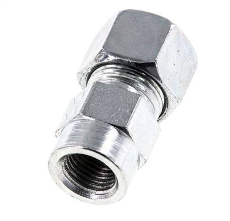 12L & G1/4'' Zink plated Steel Straight Cutting Fitting with Female Threads for Pressure Gauges 315 bar ISO 8434-1 [2 Pieces]