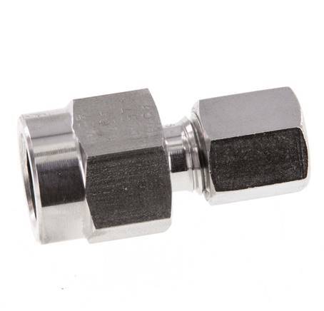 Accesorio de corte recto de acero inoxidable 6L y G1/4'' con rosca hembra para manómetros de 315 bar ISO 8434-1