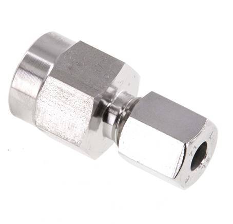 Accesorio de corte recto de acero inoxidable 6L y G1/4'' con rosca hembra para manómetros de 315 bar ISO 8434-1
