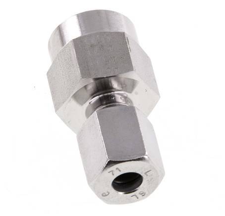 Accesorio de corte recto de acero inoxidable 6L y G1/4'' con rosca hembra para manómetros de 315 bar ISO 8434-1