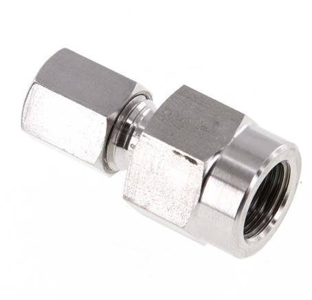 Accesorio de corte recto de acero inoxidable 6L y G1/4'' con rosca hembra para manómetros de 315 bar ISO 8434-1