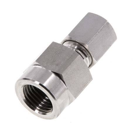 Accesorio de corte recto de acero inoxidable 6L y G1/4'' con rosca hembra para manómetros de 315 bar ISO 8434-1