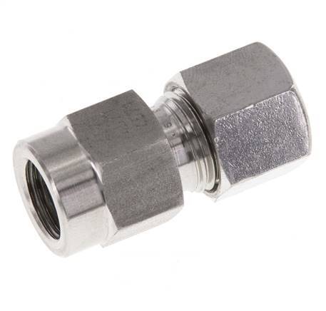 Accesorio de corte recto de acero inoxidable 10L y G1/4'' con rosca hembra para manómetros de 315 bar ISO 8434-1
