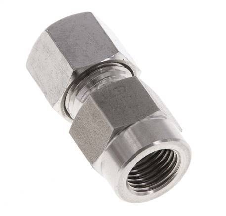 Accesorio de corte recto de acero inoxidable 10L y G1/4'' con rosca hembra para manómetros de 315 bar ISO 8434-1