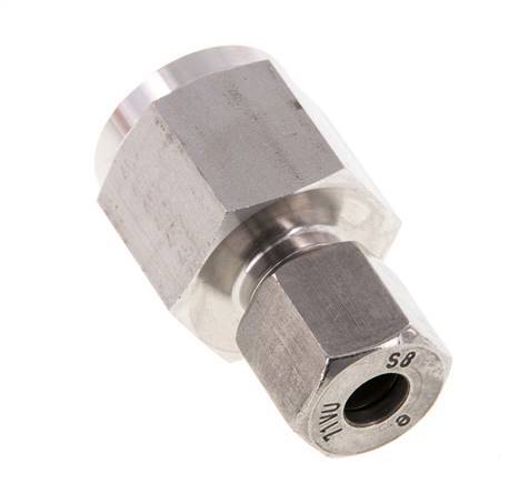 Accesorio de corte recto de acero inoxidable 8S y G1/2'' con rosca hembra para manómetros de 630 bar ISO 8434-1