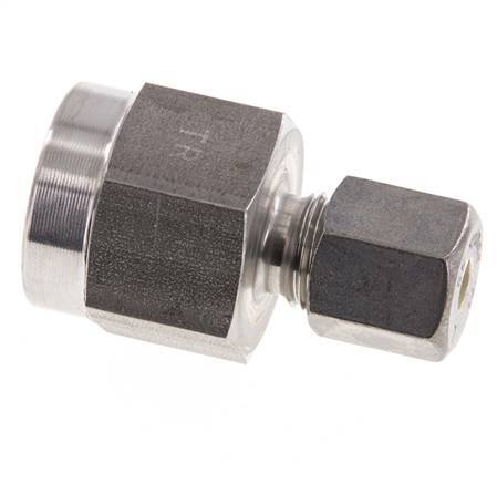 Racor de compresión recto de acero inoxidable 6S y G1/2'' con rosca hembra para manómetros 500 bar ISO 8434-1