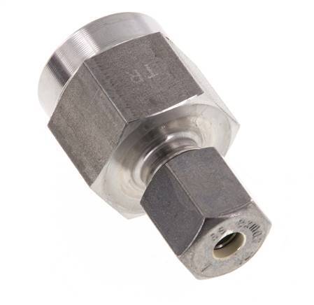 Racor de compresión recto de acero inoxidable 6S y G1/2'' con rosca hembra para manómetros 500 bar ISO 8434-1