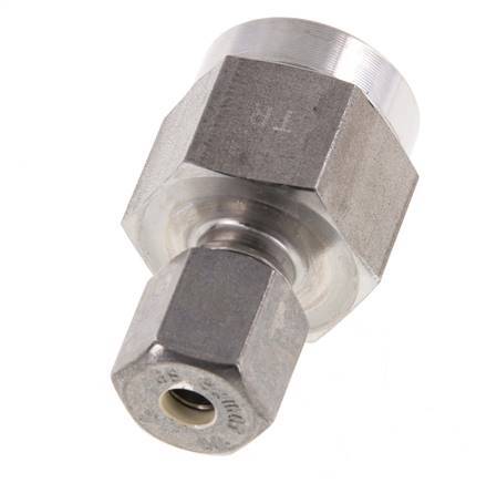 Racor de compresión recto de acero inoxidable 6S y G1/2'' con rosca hembra para manómetros 500 bar ISO 8434-1