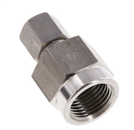 Racor de compresión recto de acero inoxidable 6S y G1/2'' con rosca hembra para manómetros 500 bar ISO 8434-1