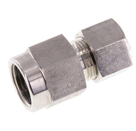 Racor de compresión recto de acero inoxidable 12S y G1/2'' con rosca hembra para manómetros 400 bar ISO 8434-1