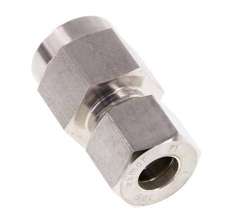 Racor de compresión recto de acero inoxidable 12S y G1/2'' con rosca hembra para manómetros 400 bar ISO 8434-1