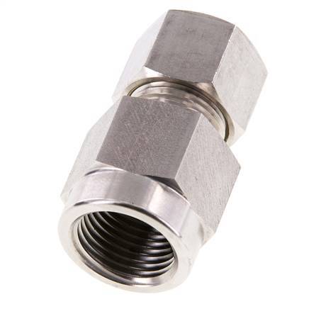 Racor de compresión recto de acero inoxidable 12S y G1/2'' con rosca hembra para manómetros 400 bar ISO 8434-1