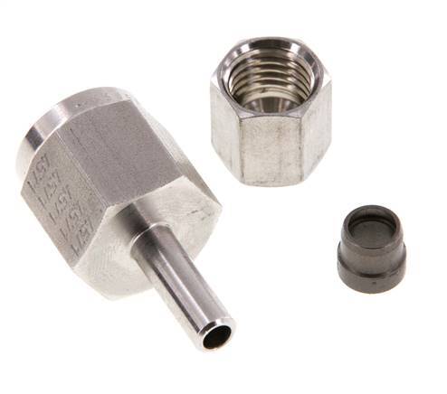 Rótula recta de acero inoxidable de 6L y G1/4'' con rosca hembra para manómetros de 315 bar ISO 8434-1