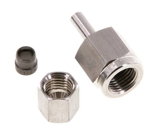Rótula recta de acero inoxidable de 6L y G1/4'' con rosca hembra para manómetros de 315 bar ISO 8434-1
