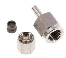 Rótula recta de acero inoxidable de 6L y G1/4'' con rosca hembra para manómetros de 315 bar ISO 8434-1