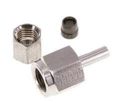 Rótula recta de acero inoxidable de 6L y G1/4'' con rosca hembra para manómetros de 315 bar ISO 8434-1