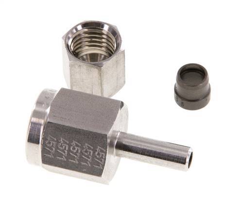 Rótula recta de acero inoxidable de 6L y G1/4'' con rosca hembra para manómetros de 315 bar ISO 8434-1