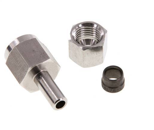 Rótula recta de acero inoxidable de 8L y G1/4'' con rosca hembra para manómetros de 315 bar ISO 8434-1