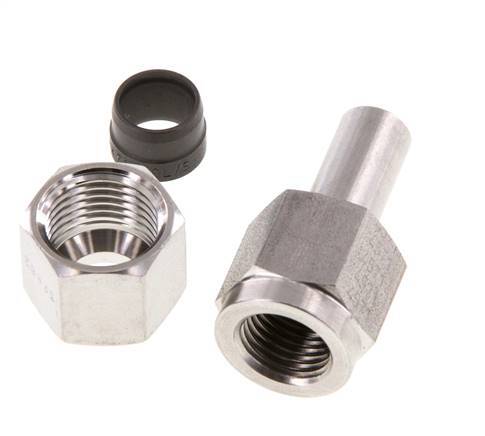 Rótula recta de acero inoxidable de 10L y G1/4'' con rosca hembra para manómetros de 315 bar ISO 8434-1