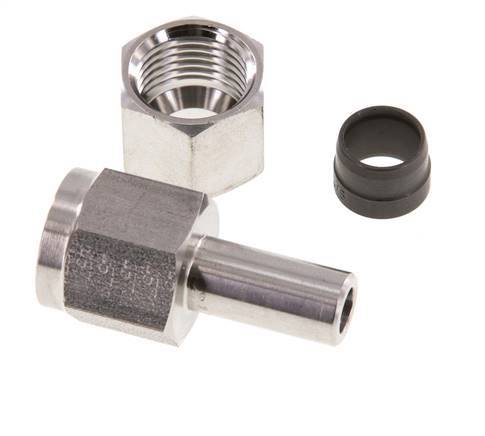 Rótula recta de acero inoxidable de 10L y G1/4'' con rosca hembra para manómetros de 315 bar ISO 8434-1