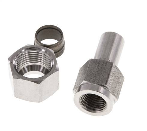 Rótula recta de acero inoxidable de 12L y G1/4'' con rosca hembra para manómetros de 315 bar ISO 8434-1