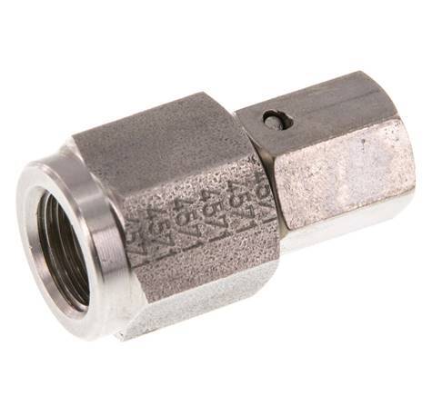 Rótula recta de acero inoxidable de 6L y G1/4'' con rosca hembra para manómetros de 315 bar Cono de sellado de FKM ISO 8434-1