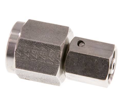Rótula recta de acero inoxidable de 6L y G1/4'' con rosca hembra para manómetros de 315 bar Cono de sellado de FKM ISO 8434-1