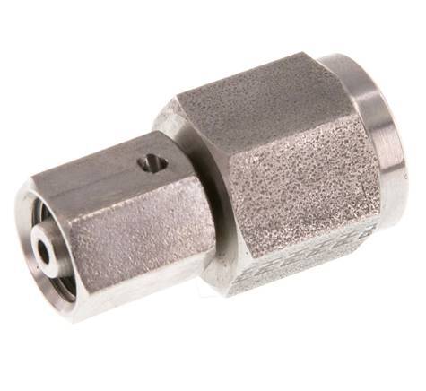 Rótula recta de acero inoxidable de 6L y G1/4'' con rosca hembra para manómetros de 315 bar Cono de sellado de FKM ISO 8434-1