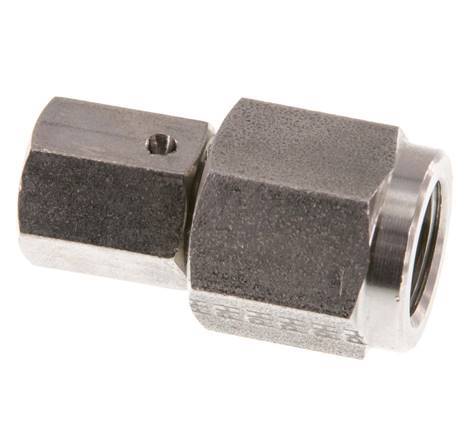 Rótula recta de acero inoxidable de 6L y G1/4'' con rosca hembra para manómetros de 315 bar Cono de sellado de FKM ISO 8434-1